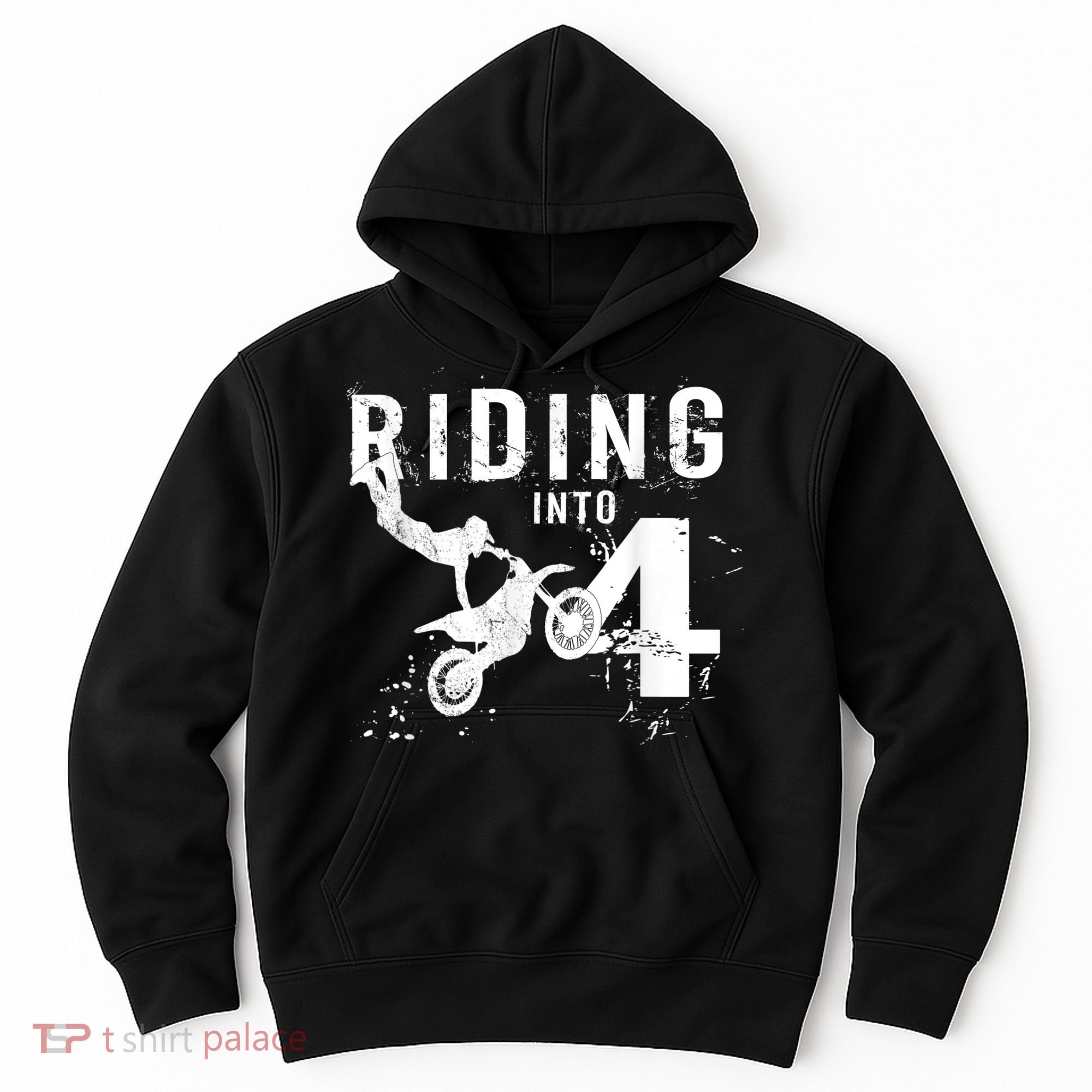 Riding Into 4 Years Old 4th Birthday Boy Dirt Bike Party Hoodie