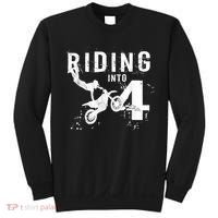 Riding Into 4 Years Old 4th Birthday Boy Dirt Bike Party Sweatshirt thumb 0