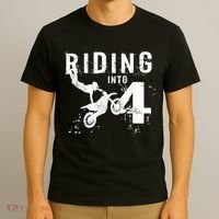 Riding Into 4 Years Old 4th Birthday Boy Dirt Bike Party T-Shirt thumb 3