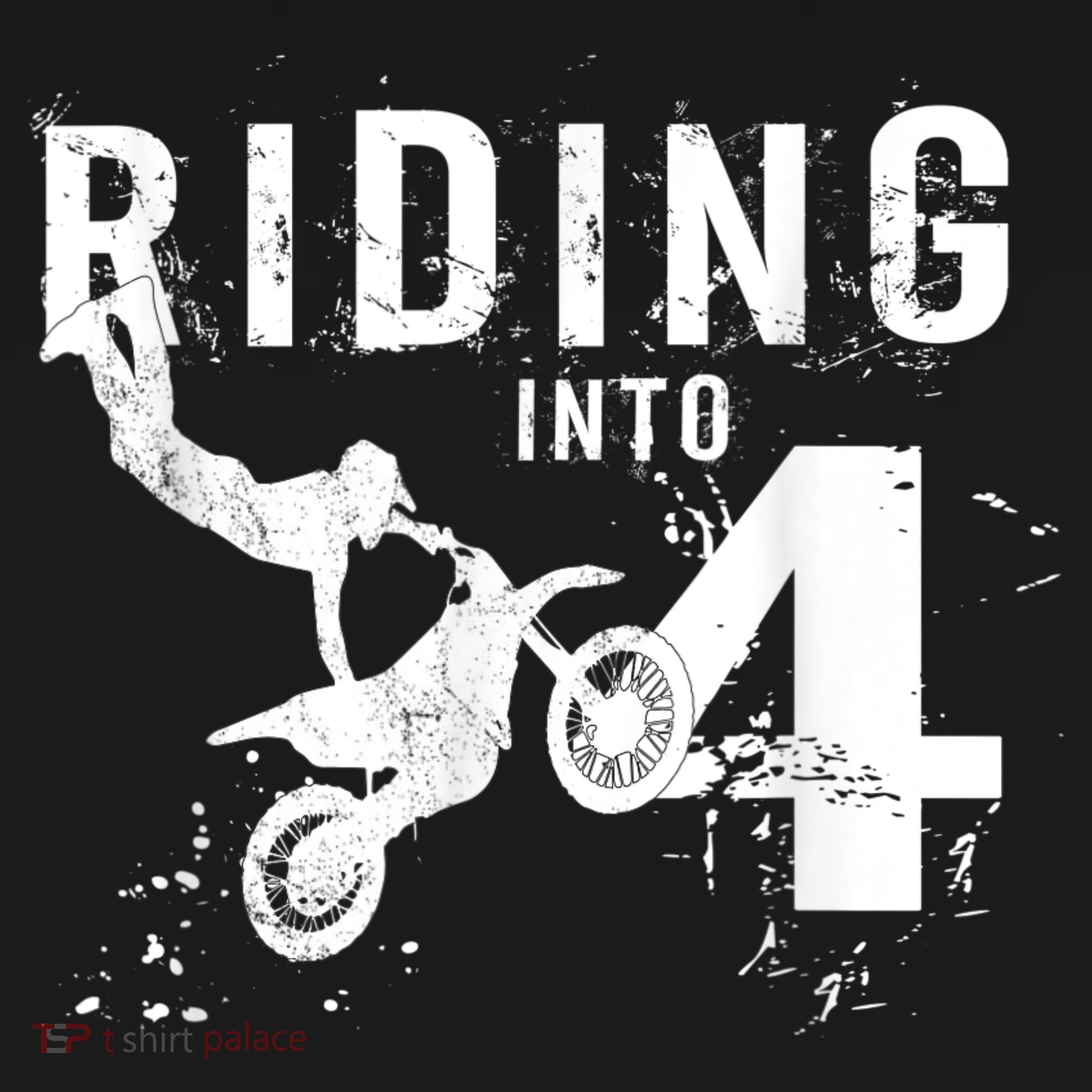 Riding Into 4 Years Old 4th Birthday Boy Dirt Bike Party T-Shirt