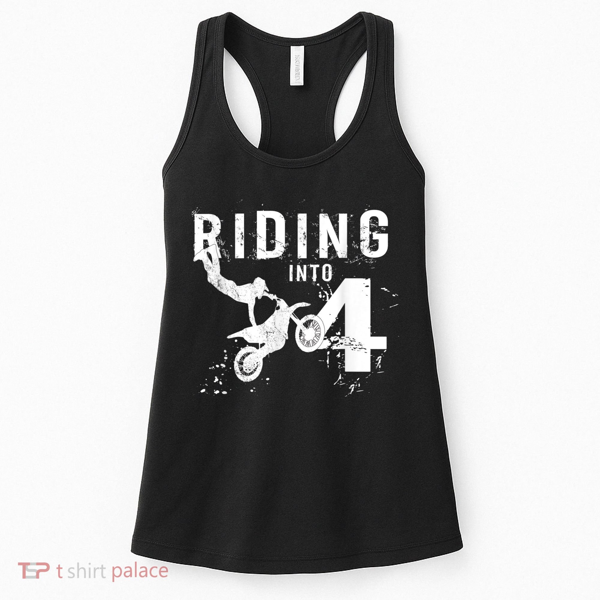 Riding Into 4 Years Old 4th Birthday Boy Dirt Bike Party Women's Tank Top