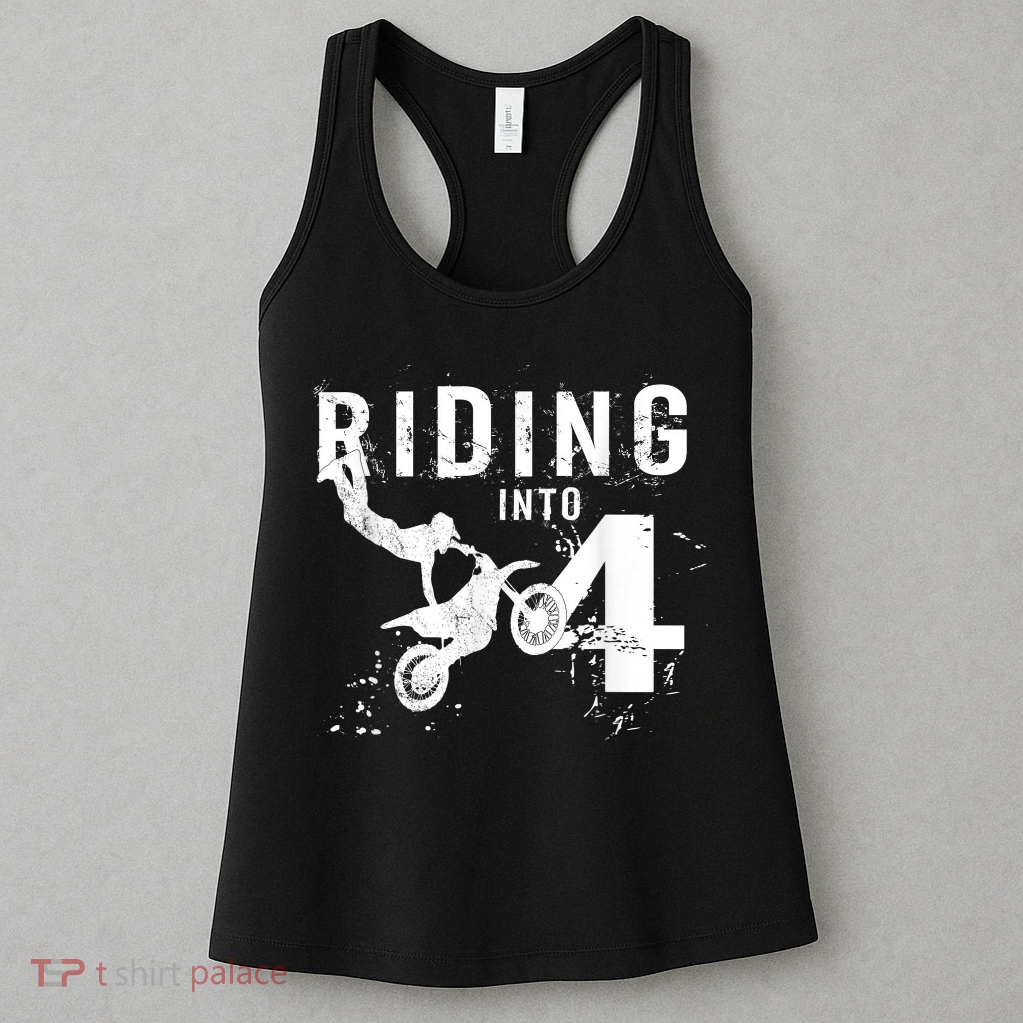 Riding Into 4 Years Old 4th Birthday Boy Dirt Bike Party Women's Tank Top