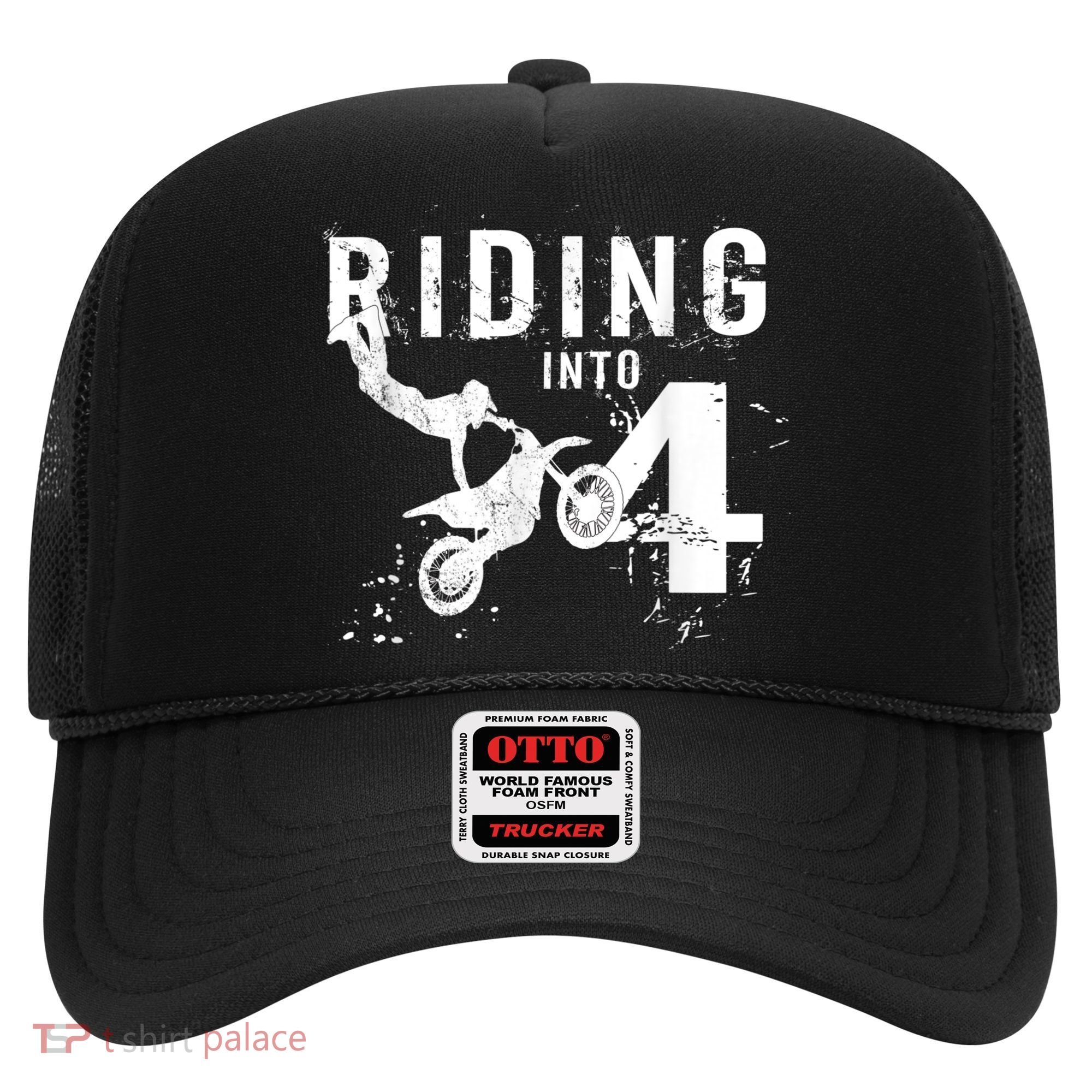 Riding Into 4 Years Old 4th Birthday Boy Dirt Bike Party Hat