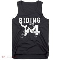 Riding Into 4 Years Old 4th Birthday Boy Dirt Bike Party Tank Top thumb 0