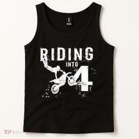 Riding Into 4 Years Old 4th Birthday Boy Dirt Bike Party Tank Top thumb 2