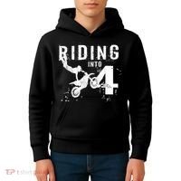 Riding Into 4 Years Old 4th Birthday Boy Dirt Bike Party Kids Hoodie thumb 4