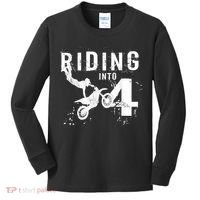 Riding Into 4 Years Old 4th Birthday Boy Dirt Bike Party Kids Long Sleeve Shirt thumb 0