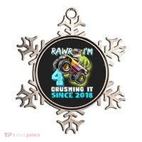 Rawr I'm 4 Monster Truck Dinosaur 4th Birthday Party Boys Ornament thumb 0
