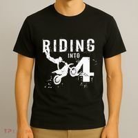 Riding Into 4 Years Old 4th Birthday Boy Dirt Bike Party T-Shirt thumb 3