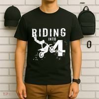 Riding Into 4 Years Old 4th Birthday Boy Dirt Bike Party T-Shirt thumb 6