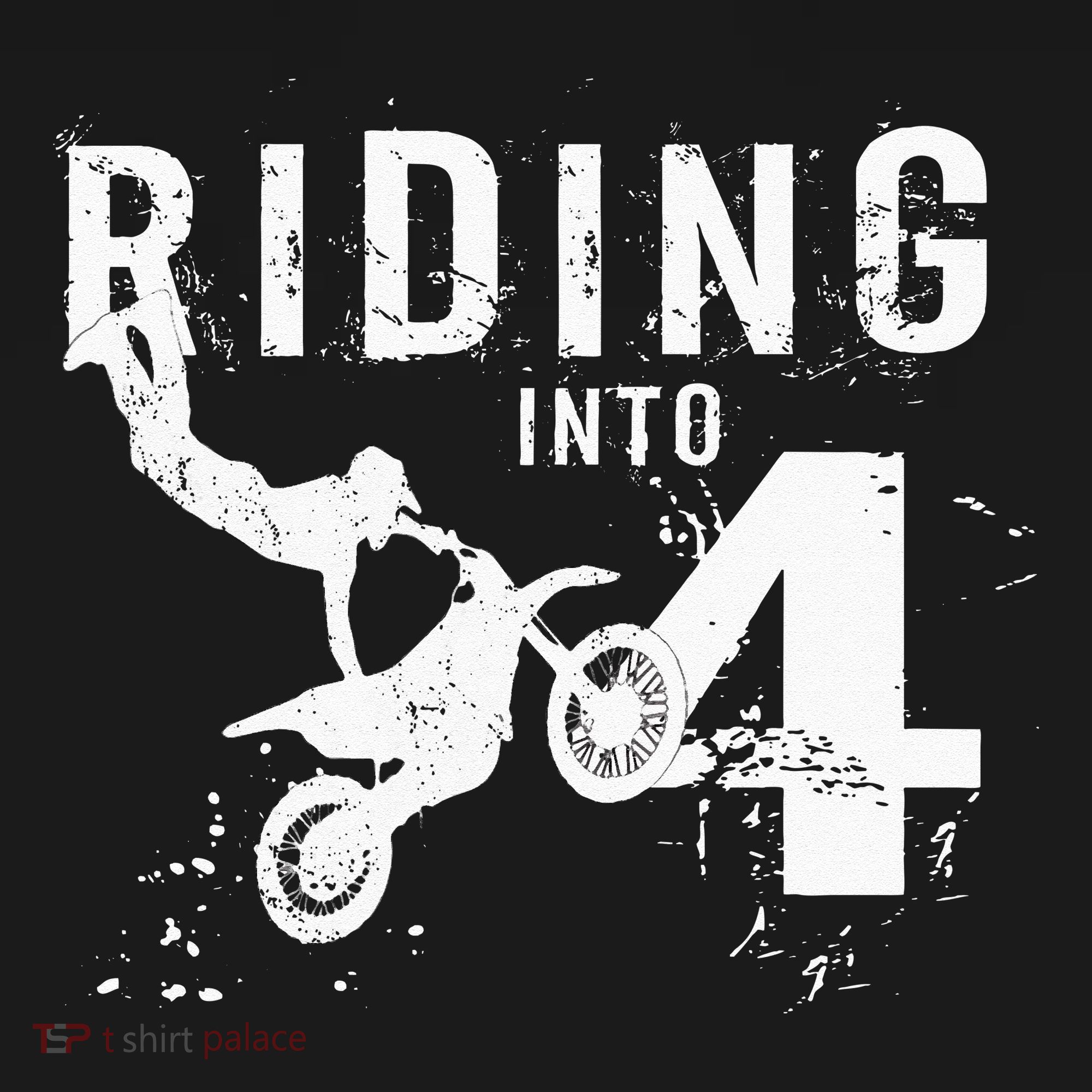 Riding Into 4 Years Old 4th Birthday Boy Dirt Bike Party T-Shirt