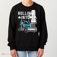 Rollin Into 4 Big Rig Semi Trailer Truck 4th Birthday Gift Women's Sweatshirt thumb 0