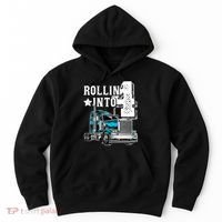 Rollin Into 4 Big Rig Semi Trailer Truck 4th Birthday Gift Hoodie thumb 0