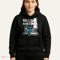 Rollin Into 4 Big Rig Semi Trailer Truck 4th Birthday Gift Hoodie thumb 5
