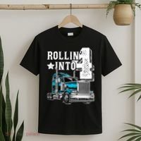 Rollin Into 4 Big Rig Semi Trailer Truck 4th Birthday Gift T-Shirt thumb 2