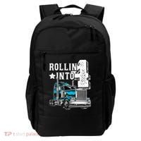 Rollin Into 4 Big Rig Semi Trailer Truck 4th Birthday Gift Backpack thumb 0