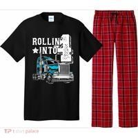 Rollin Into 4 Big Rig Semi Trailer Truck 4th Birthday Gift Pajama Set thumb 0