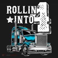 Rollin Into 4 Big Rig Semi Trailer Truck 4th Birthday Gift Women's Hoodie thumb 2