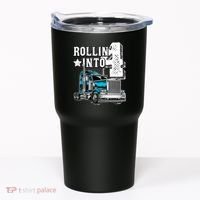 Rollin Into 4 Big Rig Semi Trailer Truck 4th Birthday Gift Tumbler thumb 0