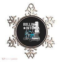 Rollin Into 4 Big Rig Semi Trailer Truck 4th Birthday Gift Ornament thumb 0