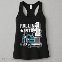 Rollin Into 4 Big Rig Semi Trailer Truck 4th Birthday Gift Women's Tank Top thumb 3