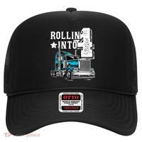 Rollin Into 4 Big Rig Semi Trailer Truck 4th Birthday Gift Hat thumb 0