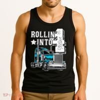 Rollin Into 4 Big Rig Semi Trailer Truck 4th Birthday Gift Tank Top thumb 3