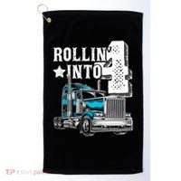 Rollin Into 4 Big Rig Semi Trailer Truck 4th Birthday Gift Golf Towel thumb 0