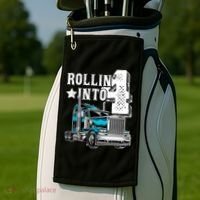 Rollin Into 4 Big Rig Semi Trailer Truck 4th Birthday Gift Golf Towel thumb 2