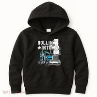 Rollin Into 4 Big Rig Semi Trailer Truck 4th Birthday Gift Kids Hoodie thumb 0