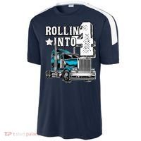 Rollin Into 4 Big Rig Semi Trailer Truck 4th Birthday Gift Sport-Tek Competitor United Soccer Jersey thumb 2