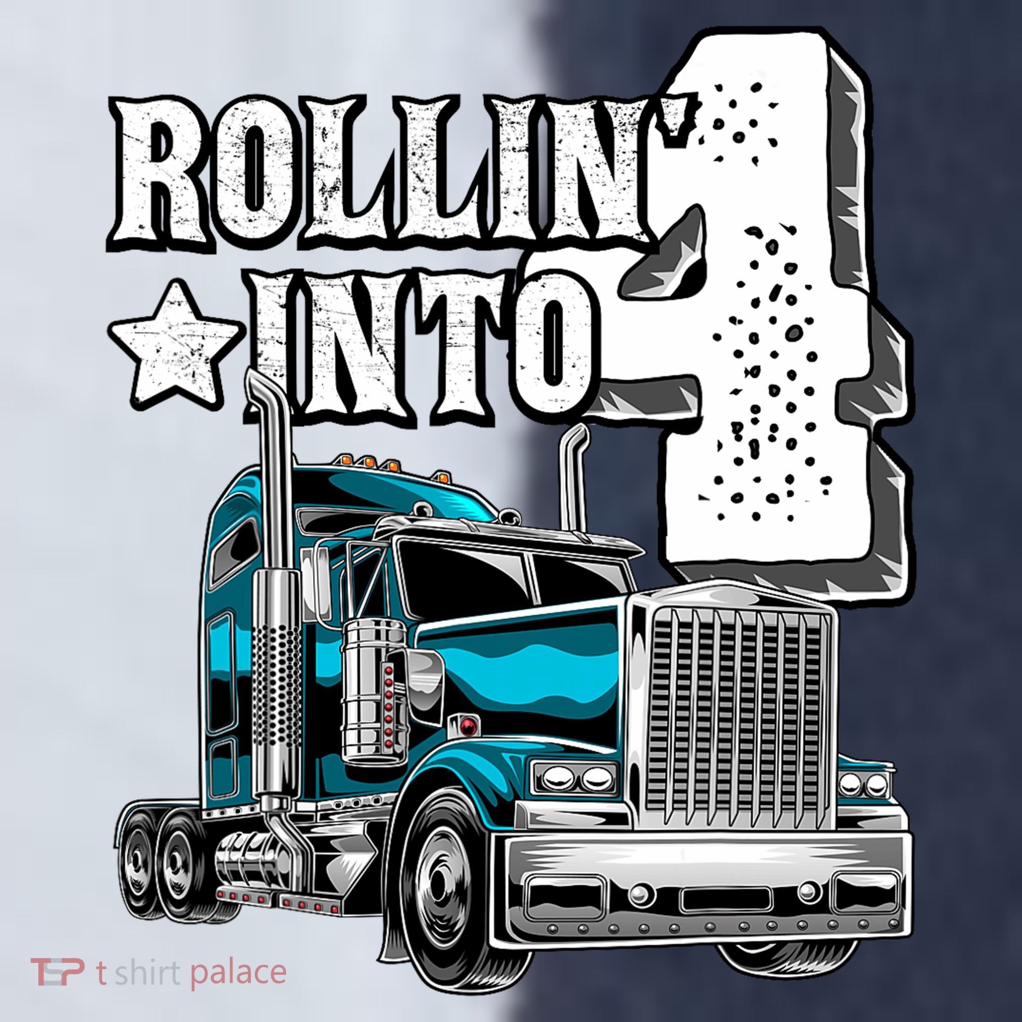 Rollin Into 4 Big Rig Semi Trailer Truck 4th Birthday Gift Sport-Tek Competitor United Soccer Jersey