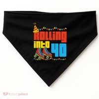 Rolling Into 40 Roller Skate 40th Birthday Party Supplies USA-Made Doggie Bandana thumb 0