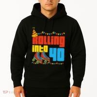 Rolling Into 40 Roller Skate 40th Birthday Party Supplies Hoodie thumb 2