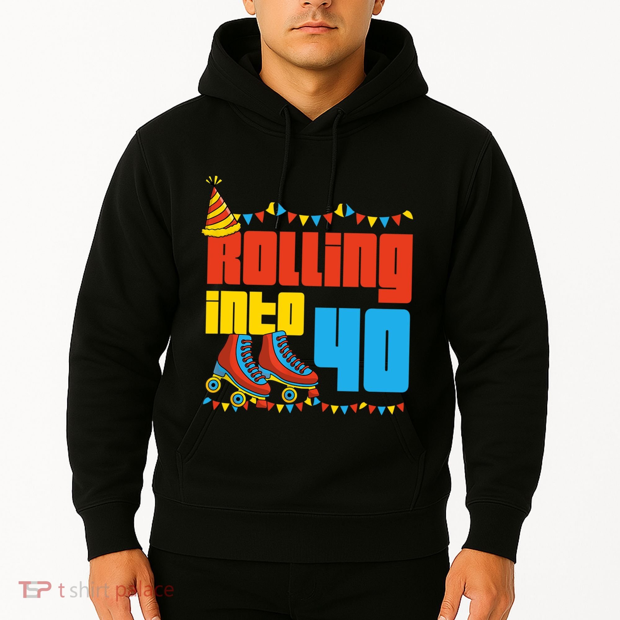 Rolling Into 40 Roller Skate 40th Birthday Party Supplies Hoodie
