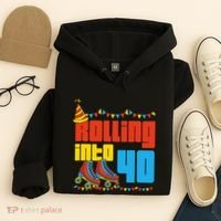 Rolling Into 40 Roller Skate 40th Birthday Party Supplies Hoodie thumb 4