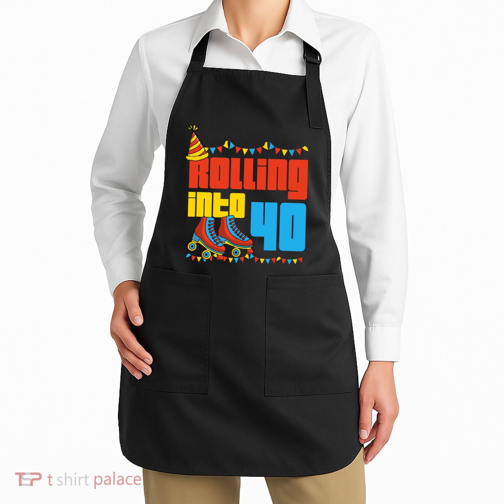 Rolling Into 40 Roller Skate 40th Birthday Party Supplies Apron