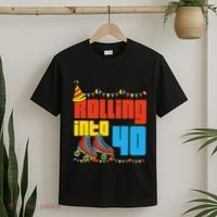 Rolling Into 40 Roller Skate 40th Birthday Party Supplies T-Shirt thumb 2