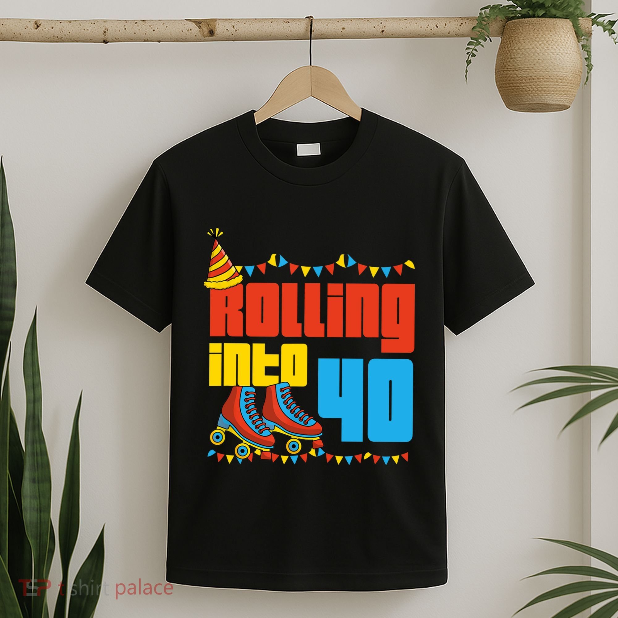 Rolling Into 40 Roller Skate 40th Birthday Party Supplies T-Shirt