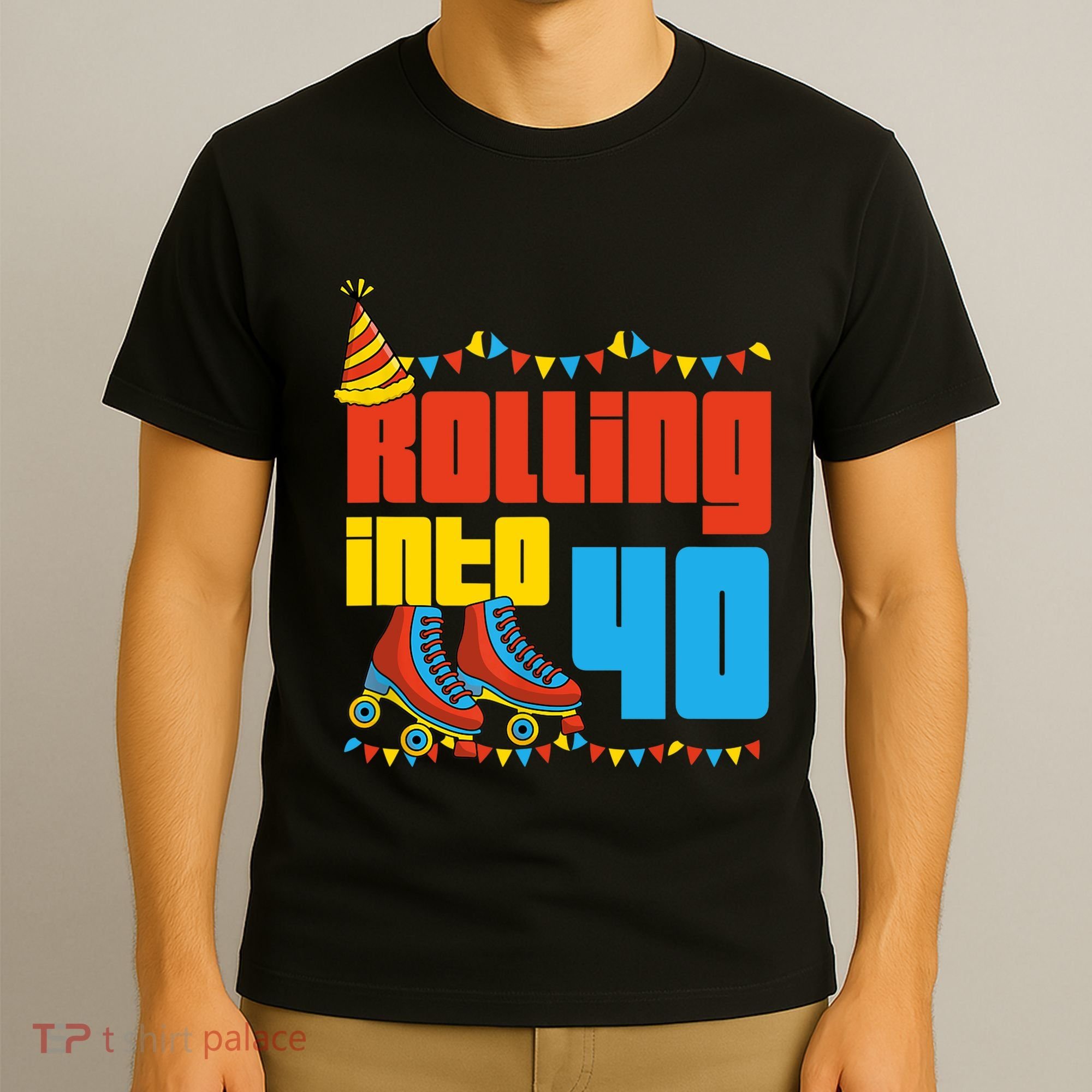 Rolling Into 40 Roller Skate 40th Birthday Party Supplies T-Shirt