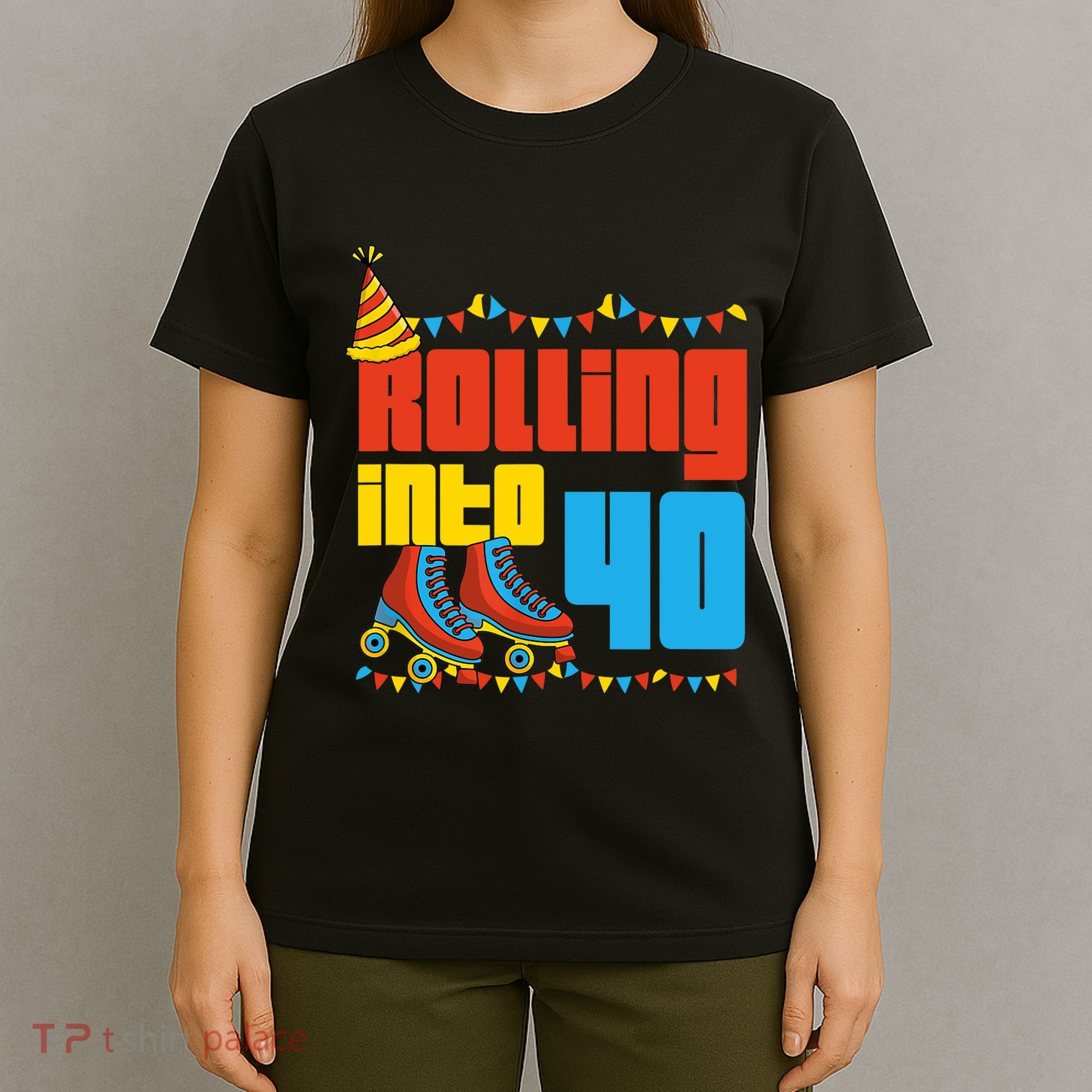 Rolling Into 40 Roller Skate 40th Birthday Party Supplies T-Shirt