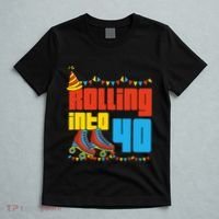 Rolling Into 40 Roller Skate 40th Birthday Party Supplies T-Shirt thumb 5
