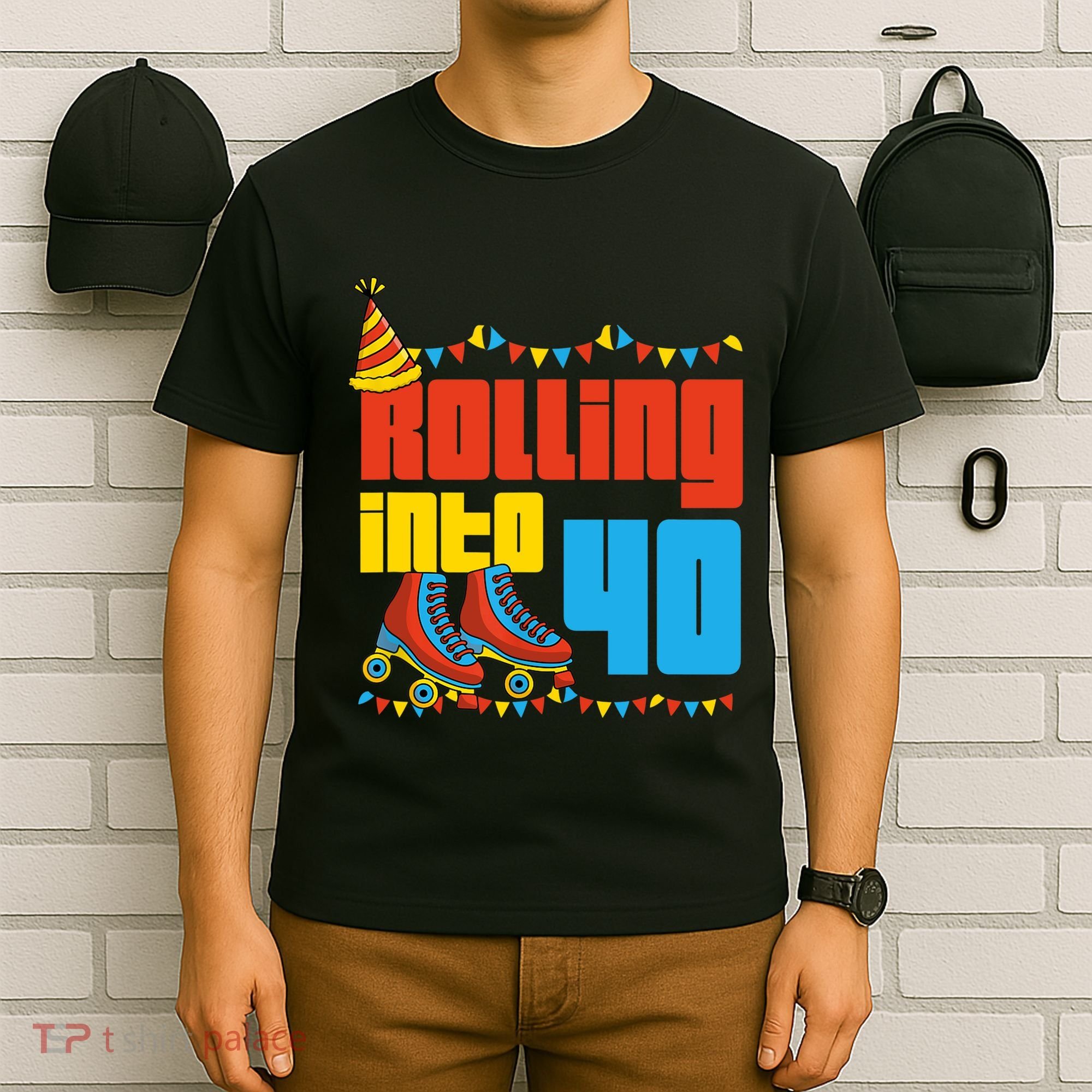 Rolling Into 40 Roller Skate 40th Birthday Party Supplies T-Shirt