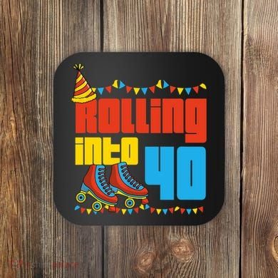 Rolling Into 40 Roller Skate 40th Birthday Party Supplies Coaster