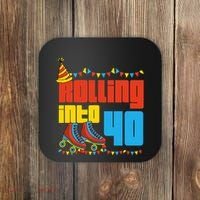 Rolling Into 40 Roller Skate 40th Birthday Party Supplies Coaster thumb 0