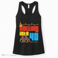Rolling Into 40 Roller Skate 40th Birthday Party Supplies Women's Tank Top thumb 0