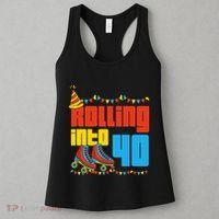 Rolling Into 40 Roller Skate 40th Birthday Party Supplies Women's Tank Top thumb 3