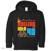 Rolling Into 40 Roller Skate 40th Birthday Party Supplies Toddler Hoodie thumb 0