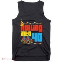 Rolling Into 40 Roller Skate 40th Birthday Party Supplies Tank Top thumb 0