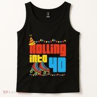 Rolling Into 40 Roller Skate 40th Birthday Party Supplies Tank Top thumb 2